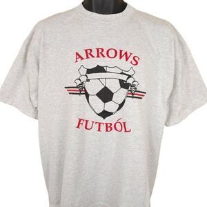 Vintage Arrows Futbol T Shirt Mens Size XL Gray 90s Y2K Soccer